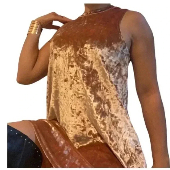 Forever 21 Crushed Velvet Blush Pink Babydoll Dress - Picture 1 of 4